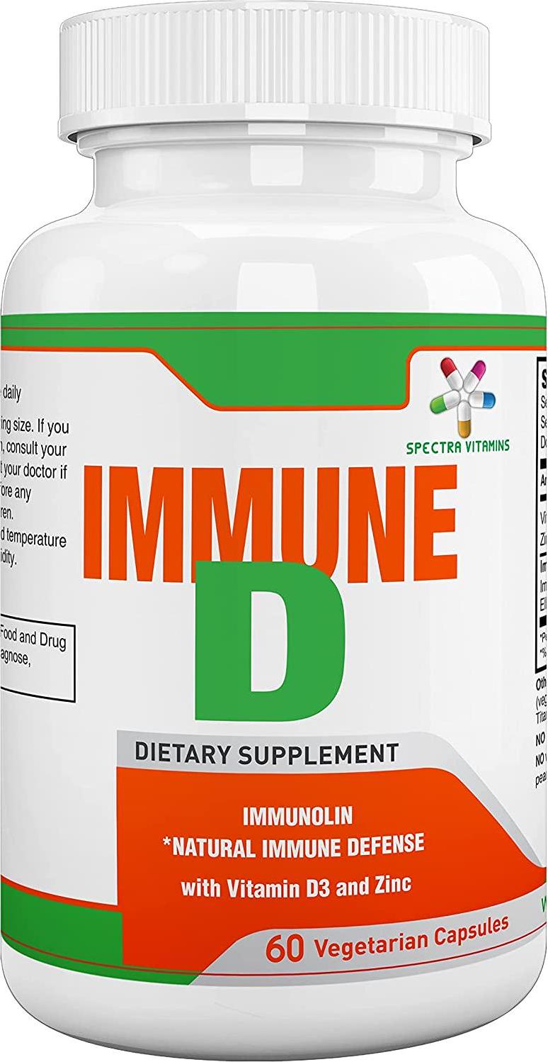 Immune D - Natural Immune Defense, Immunolin, Vitamins D3, Zinc, 60 Capsules
