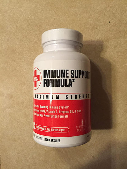 Immune Support Formula (H Rescue Discreet) Immune Support Supplement L Lysine, Zinc, Vitamin C, Oregano Oil 120 Capsules