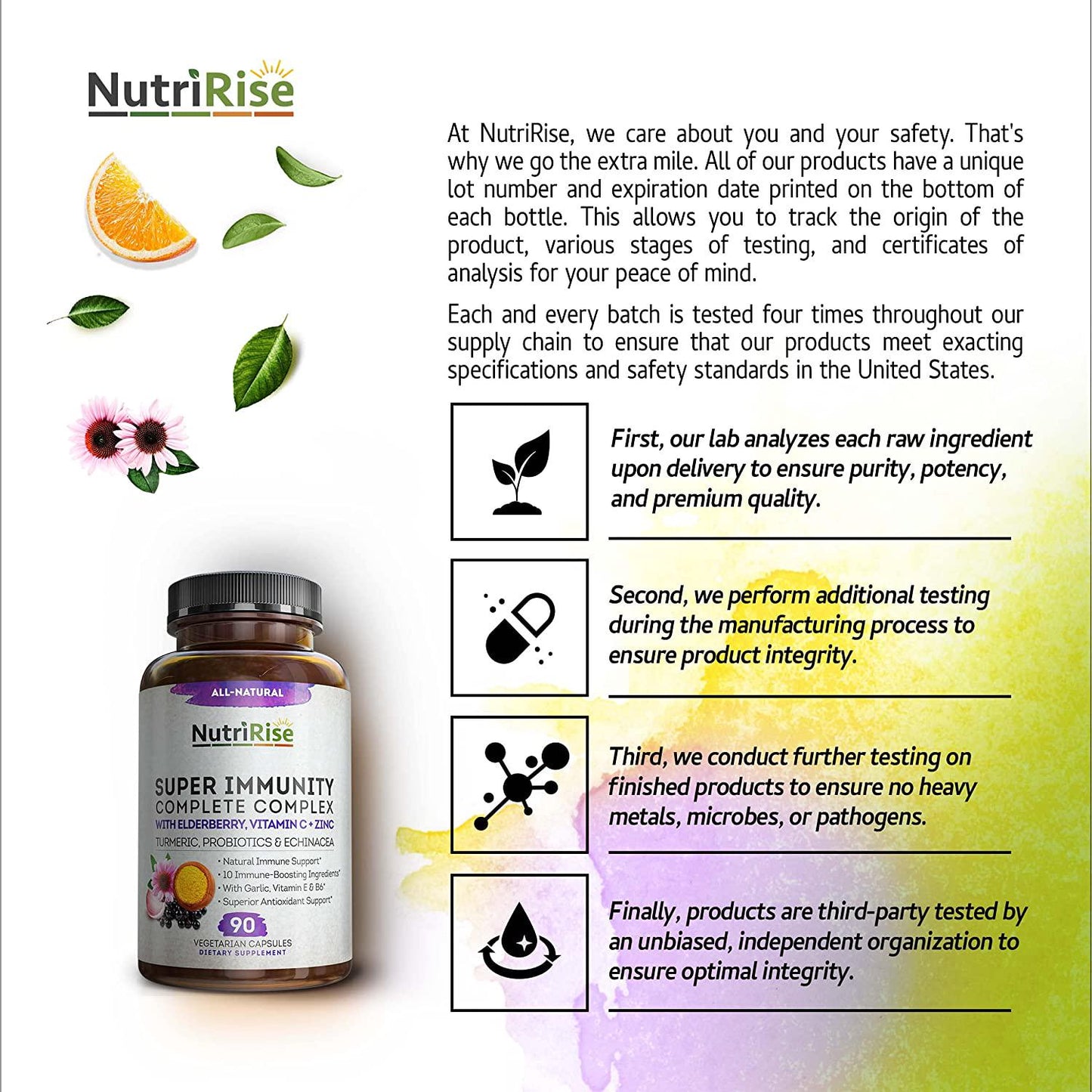 Immune Support Vitamin C B and E Sambucol Black Elderberry Zinc Echinacea Garlic Turmeric Curcumin L-Glutamine Plus Probiotics, Gluten-Free Emergency Complex Booster System Supplement Adults Men and Women