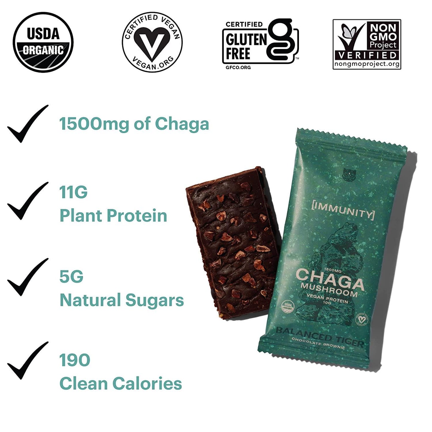 Immunity Bundle - Functional Mushroom Protein Bars | Full Dose (1500mg) of Chaga or Reishi in Each Bar | Organic, Non-GMO, Vegan, Gluten-Free, High Protein, Low Sugar | 2 Boxes of 12