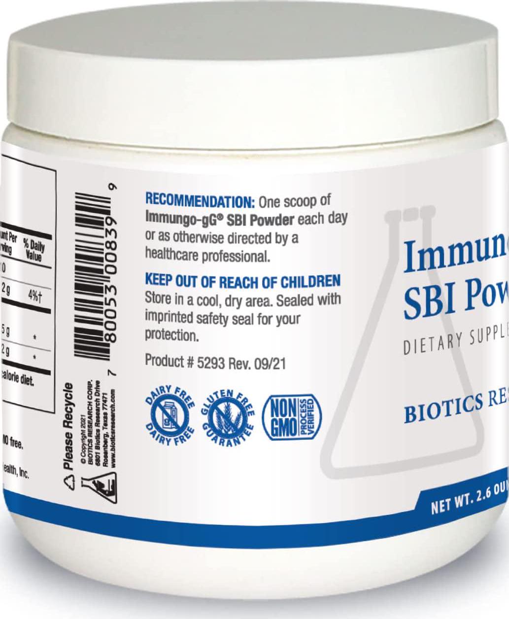 Immuno-gG SBI Powder Easy-to-Mix Powder Formula, Ultimate IgG, Complete Gut Health and Immune Support, Dairy Free, Immunoglobulin Concentrate