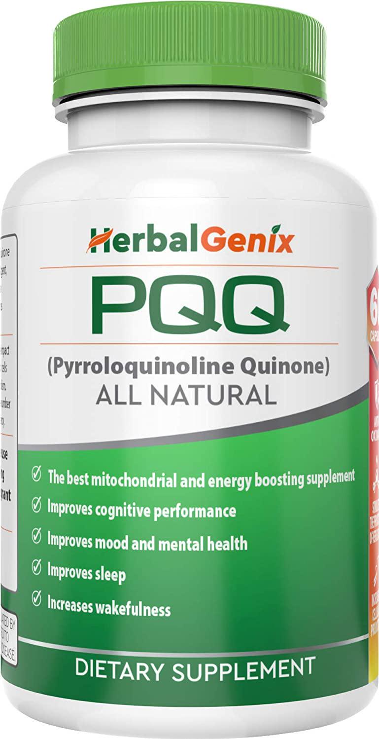 Improve Memory, Energy, Sleep, Fatigue and Immune Health with HerbalGenix PQQ (Pyrroloquinoline Quinone) Mitochondria Supplement. All Natural, Non-GMO/Gluten Free/Vegan Caps.