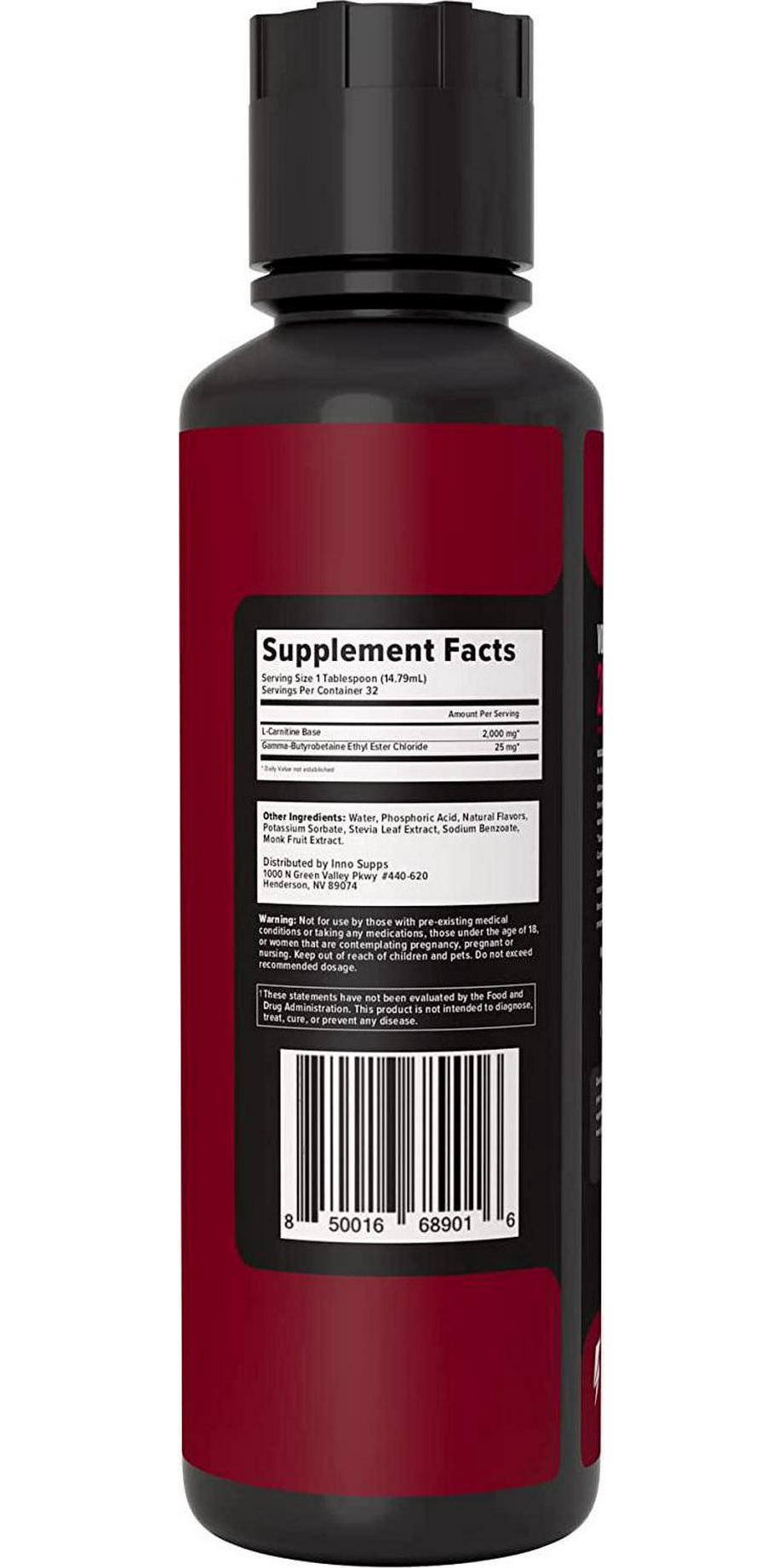 InnoSupps Volcarn 2000 - Liquid L-Carnitine, Boost Energy, Caffeine Free, No Artificial Sweeteners, 32 Servings (Tropical Blast)