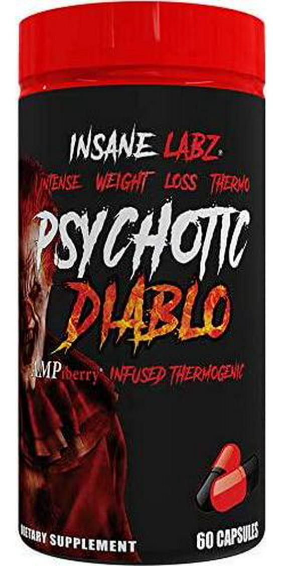 Insane Labz Psychotic Diablo Thermogenic Fat Burner for Men and Women with Grains of Paradise Theobromine Dandelion Root Extract Fueled by AMPiberry, Appetite Suppressant - 60 Servings