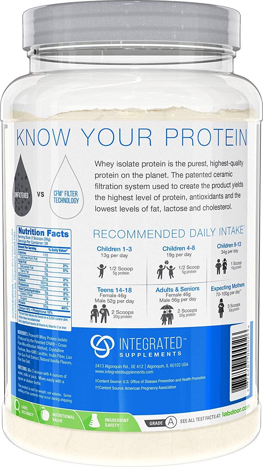 Integrated Supplements CFM Whey Protein Isolate Diet Supplement, Vanilla, 790G