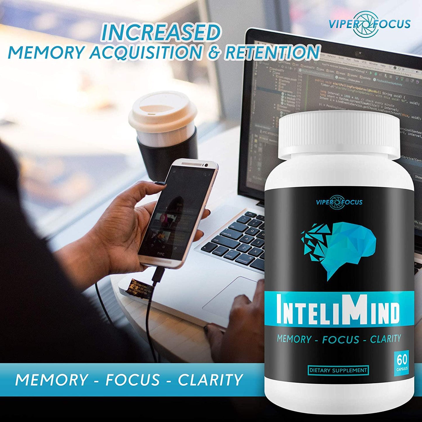 InteliMind - Memory - Focus - Clarity - Support Improved Brain Function - Help Improve Memory Storage - Aid Increased Energy and Mental Endurance - Proprietary Brain Formula Designed High Performance