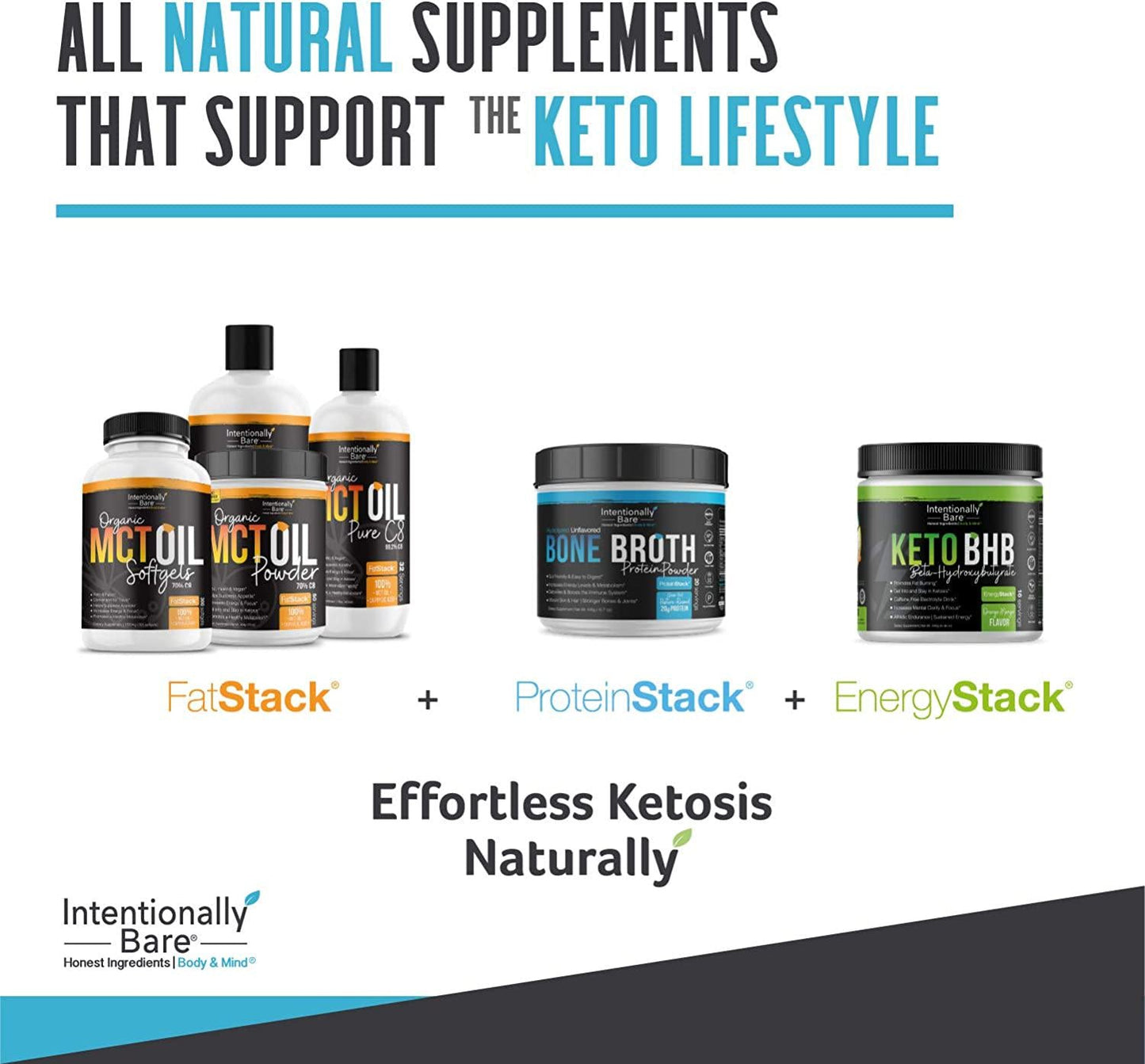 Intentionally Bare Bone Broth Protein Powder 20 Grams Protein - Collagen Types 1, 2 and 3 - Grass-Fed, Pasture Raised Cows - Dairy Free Unflavored - 20 Servings