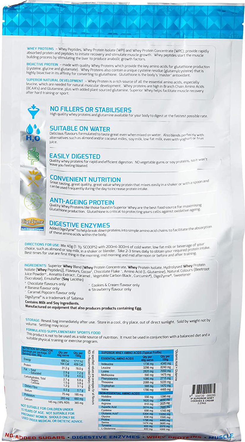 International Protein Superior Whey Protein Powder, Cookies and Cream 2.27 kg