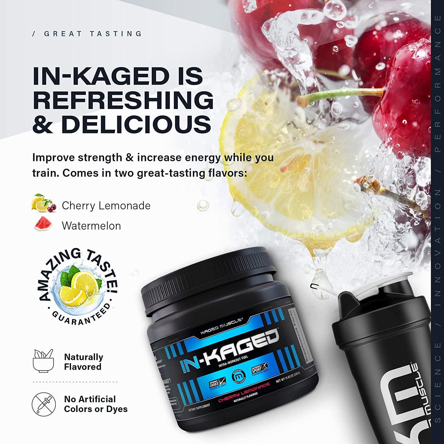 Intra Workout BCAA Powder, Kaged Muscle in-KAGED Intra Workout Drink, Amino Energy Drink for Weights and Cardio; Intra Workout Powder to Boost Performance and Endurance (Blue Raspberry)