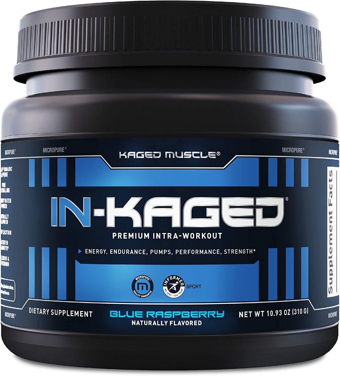 Intra Workout BCAA Powder, Kaged Muscle in-KAGED Intra Workout Drink, Amino Energy Drink for Weights and Cardio; Intra Workout Powder to Boost Performance and Endurance (Blue Raspberry)