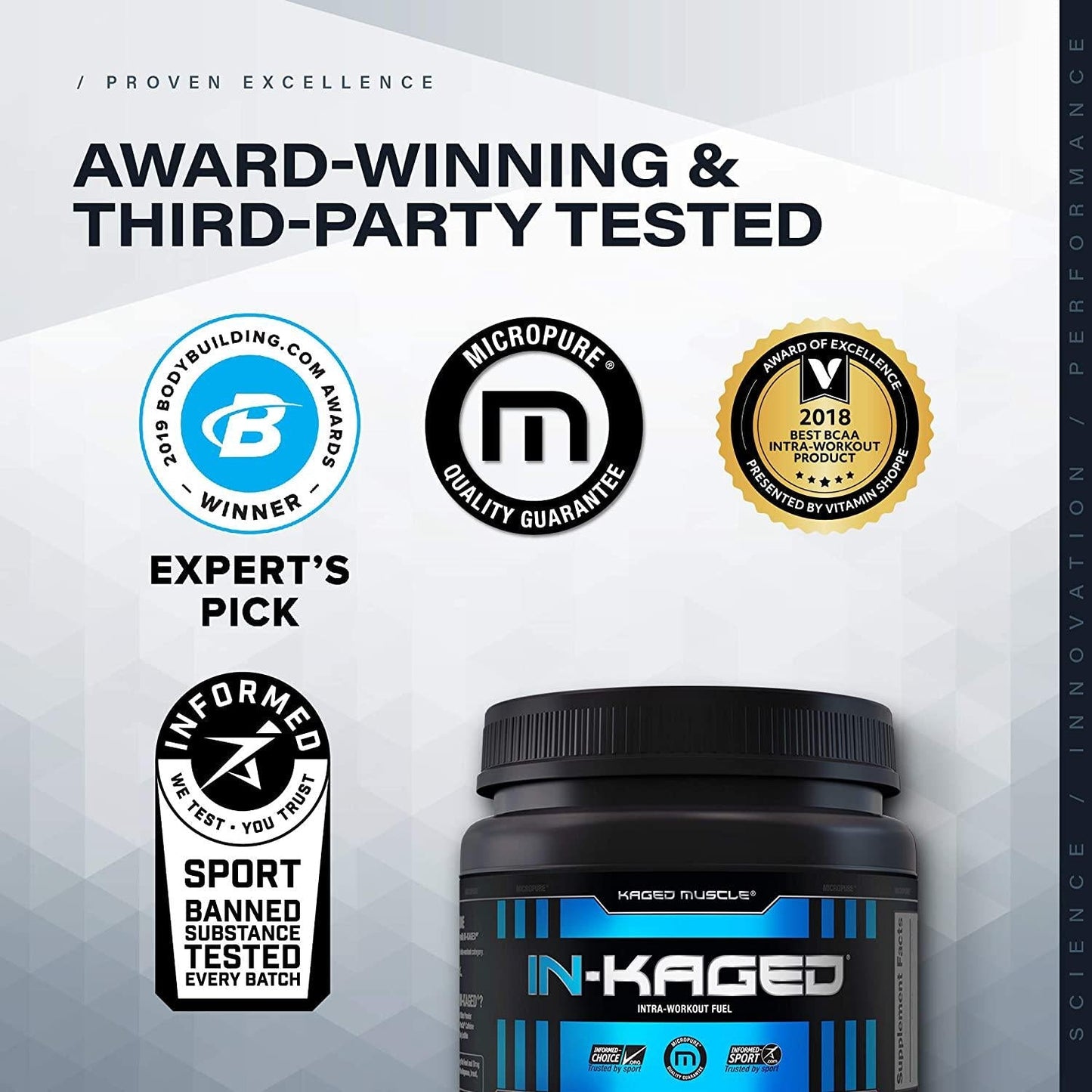 Intra Workout BCAA Powder, Kaged Muscle in-KAGED Intra Workout Drink, Amino Energy Drink for Weights and Cardio; Intra Workout Powder to Boost Performance and Endurance (Blue Raspberry)