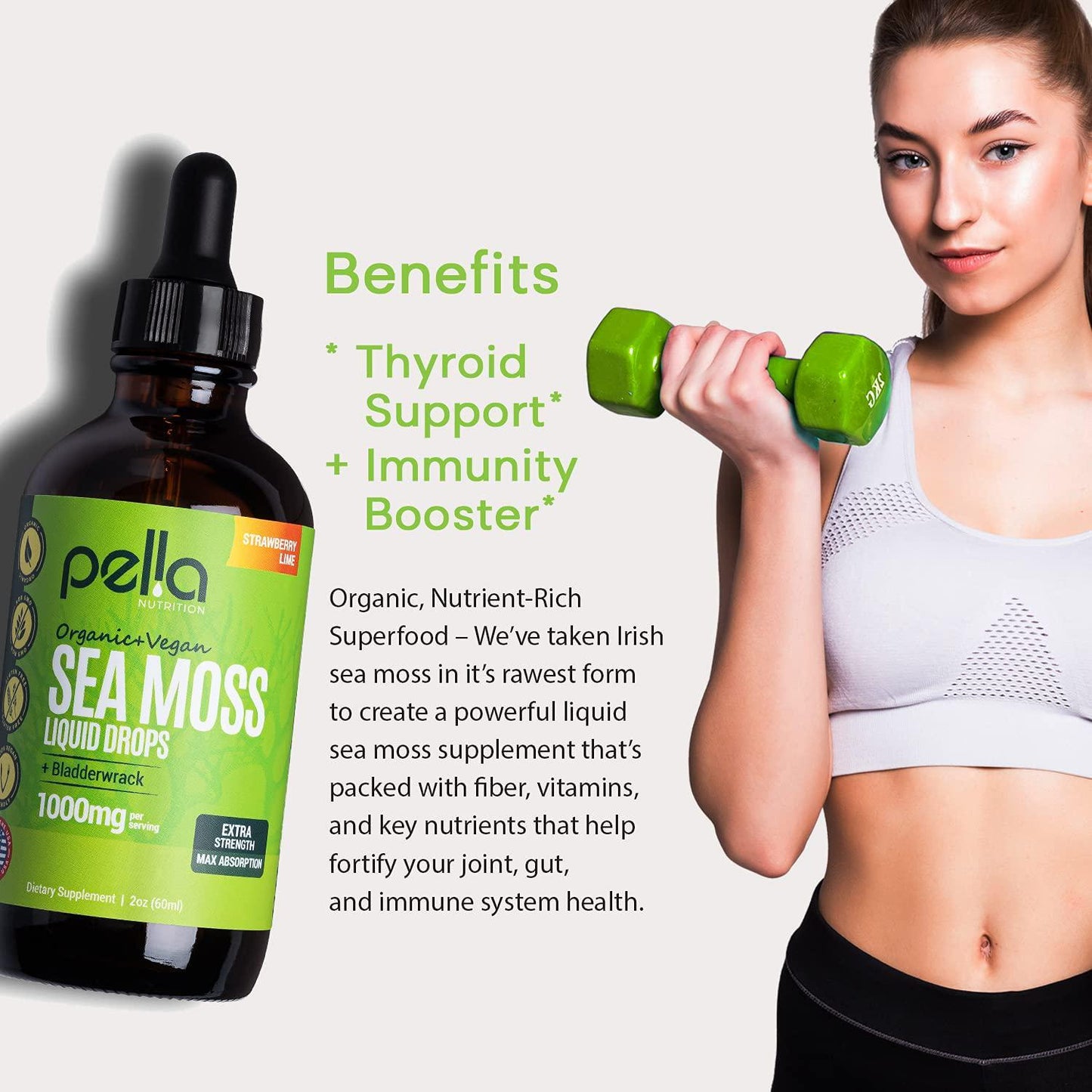 Irish Sea Moss Raw Organic Tincture, 2 fl. oz, Natural Liquid Sublingual Drops and Advanced Superfood, Immunity Booster with Joint, Digestion, and Thyroid Support