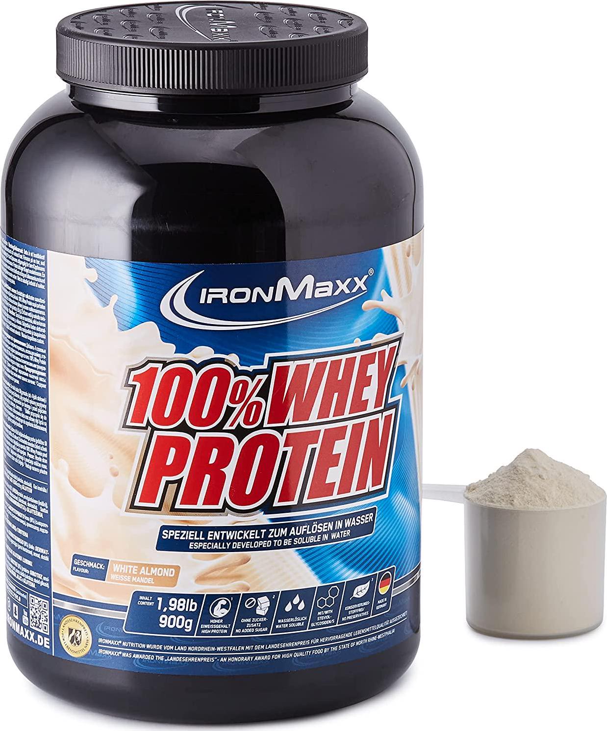 IronMaxx 100% Whey Protein Powder, White Almond