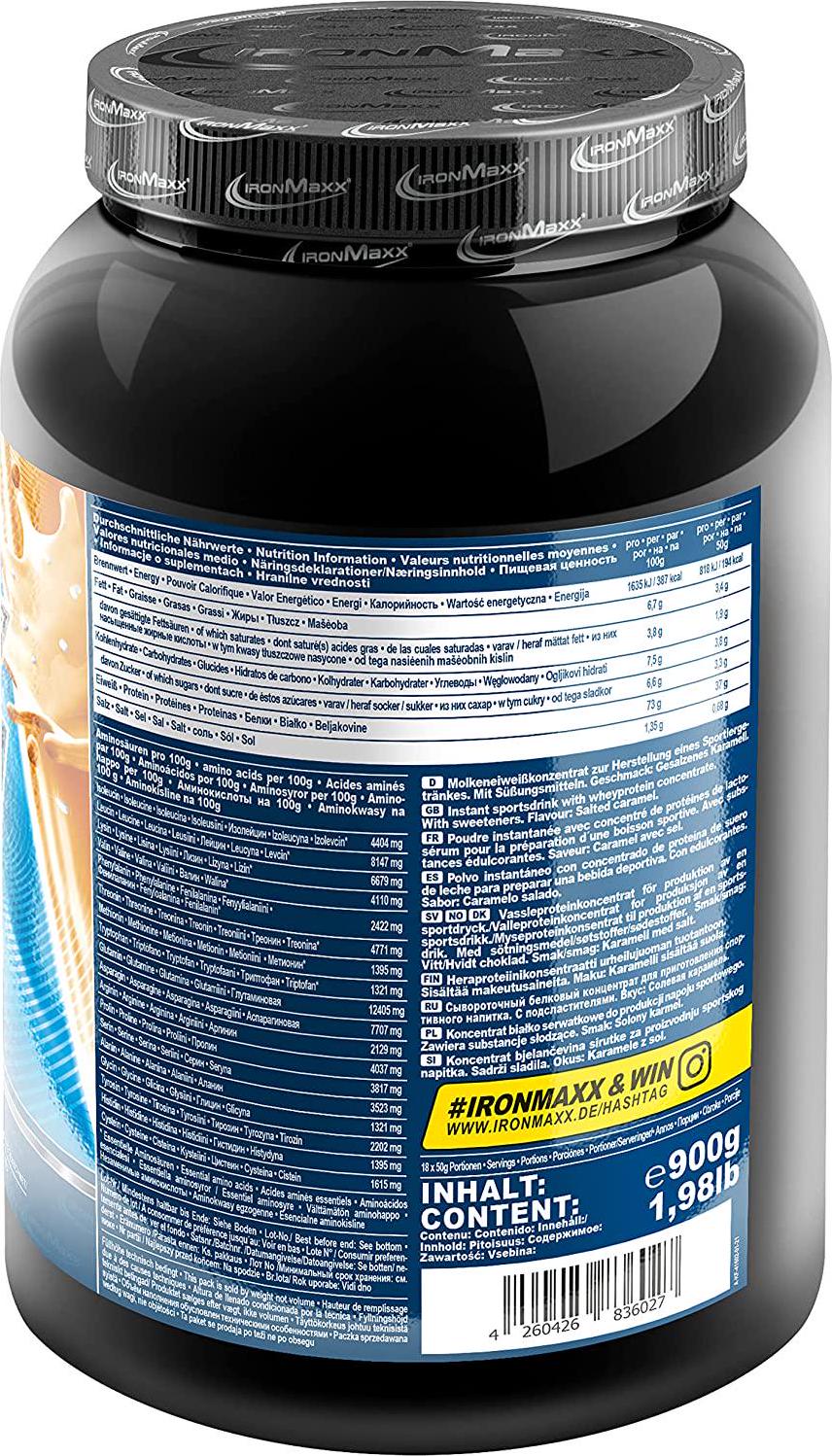 IronMaxx 100% Whey Protein Powder, Salted-Caramel