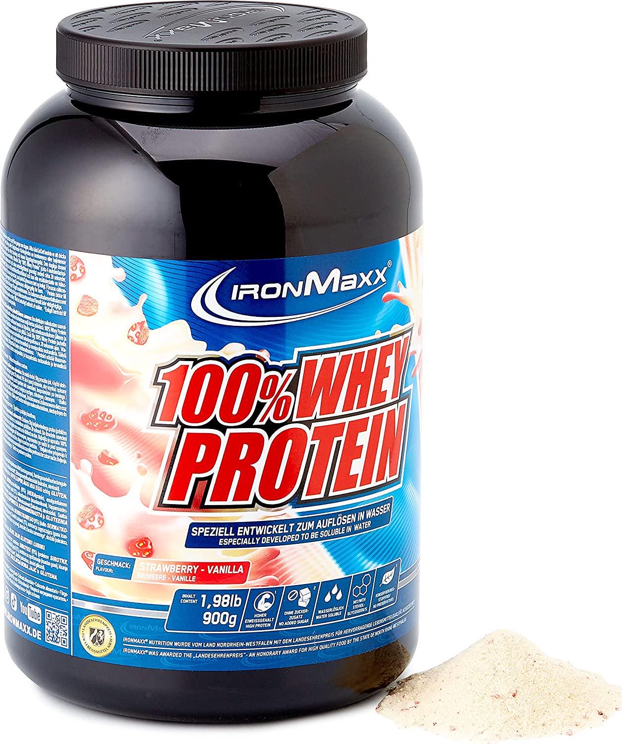 IronMaxx 100% Whey Protein Powder, Strawberry Vanilla