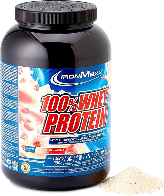 IronMaxx 100% Whey Protein Powder, Strawberry Vanilla