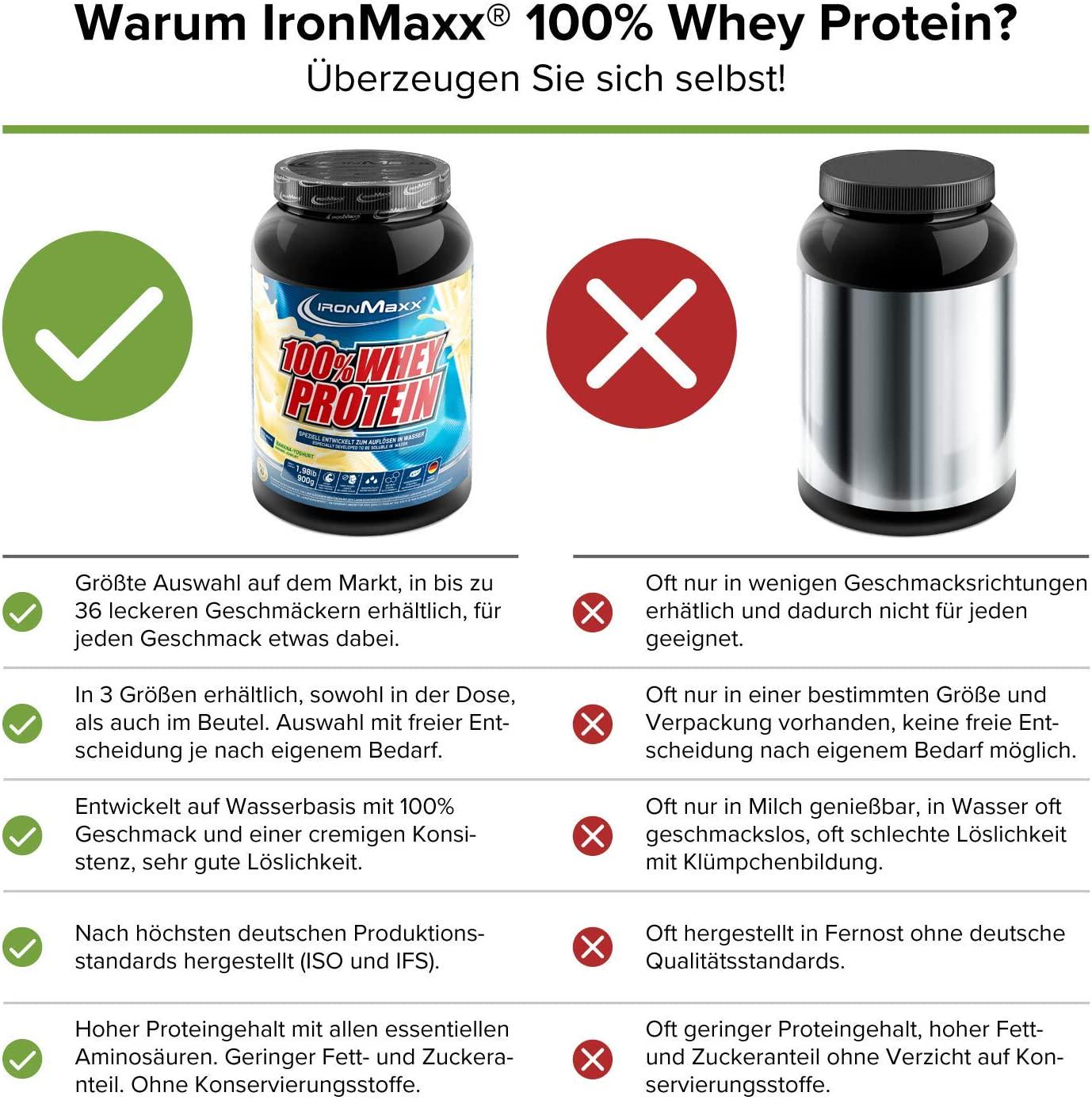 IronMaxx 100% Whey Protein Powder, Banana Yoghurt Flavour, 1 x 900 g