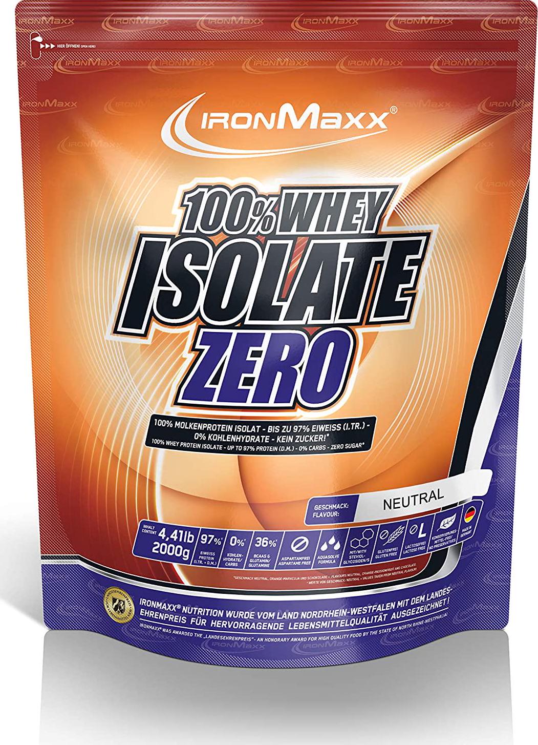 Ironmaxx 100% Whey Isolate Zero Neutral Powder - Multicoloured, 2000 g