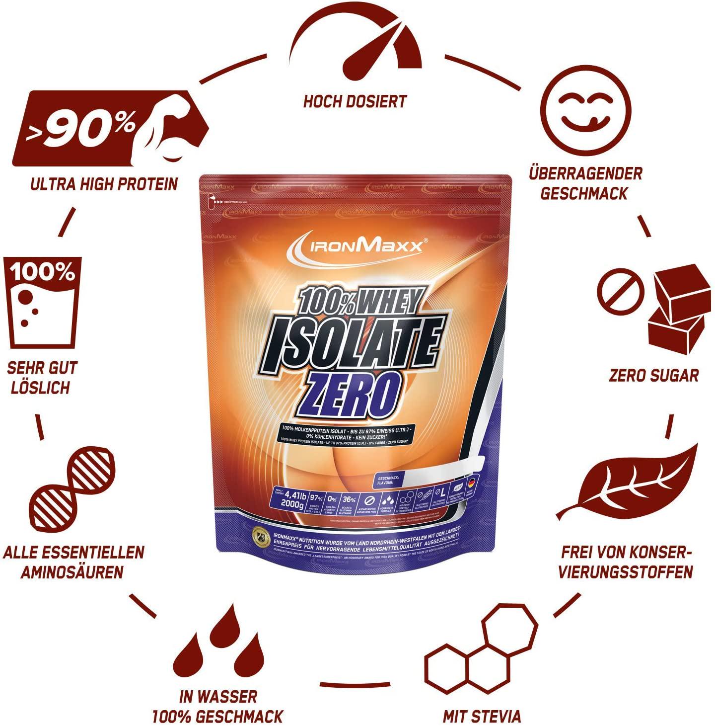 Ironmaxx 100% Whey Isolate Zero Neutral Powder - Multicoloured, 2000 g