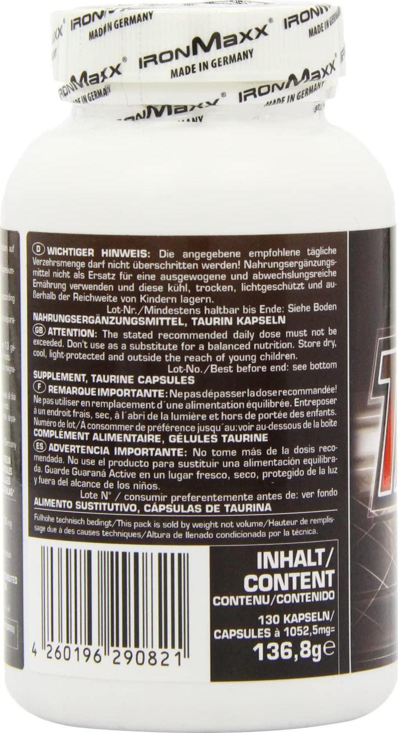 Ironmaxx 1052,5 mg Taurin Capsules - Pack of 130 Capsules