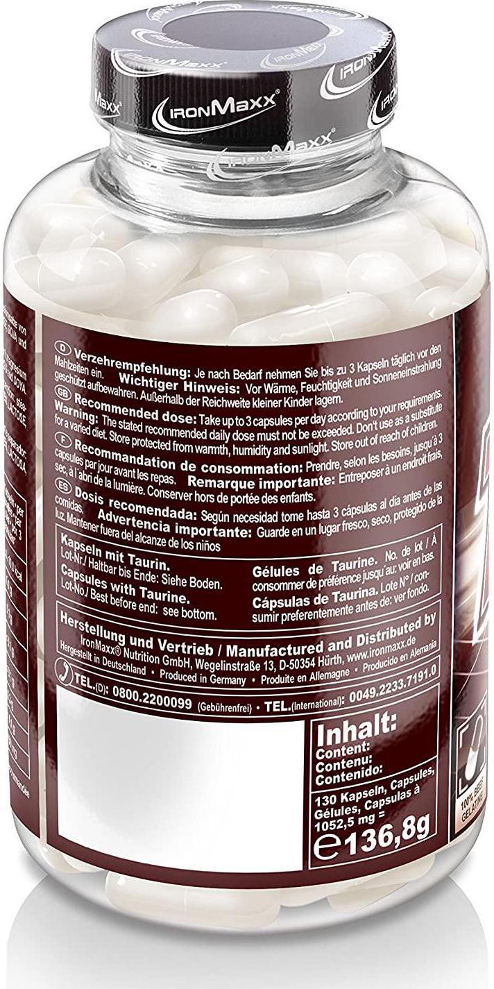 Ironmaxx 1052,5 mg Taurin Capsules - Pack of 130 Capsules