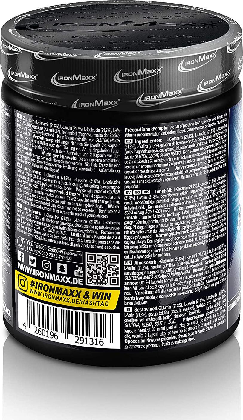 Ironmaxx 1350mg BCAA Plus Glutamin 1200 Capsules - Pack of 260 Capsules