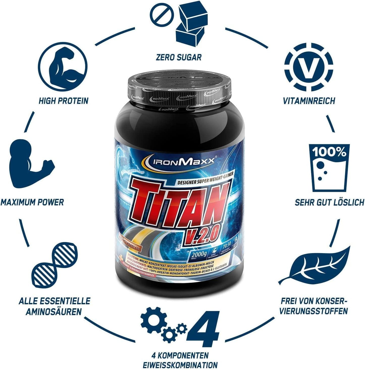 Ironmaxx 2000g Titan V.2.0 Chocolate Powder