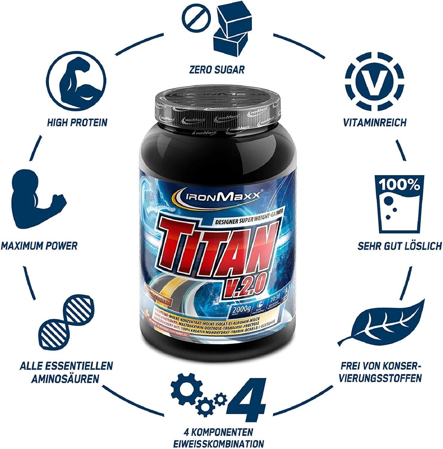 Ironmaxx 2000g Titan V.2.0 Chocolate Powder