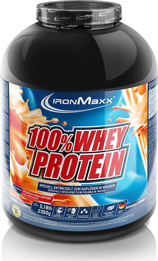 Ironmaxx 2350g 100 Percentage Whey Protein Peach Mascarpone Powder