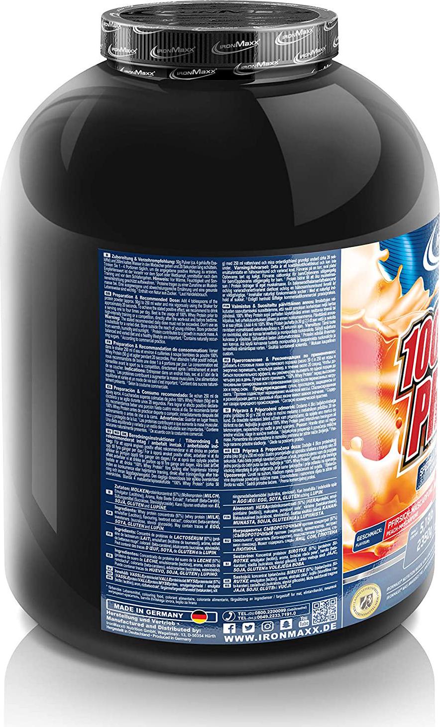 Ironmaxx 2350g 100 Percentage Whey Protein Peach Mascarpone Powder