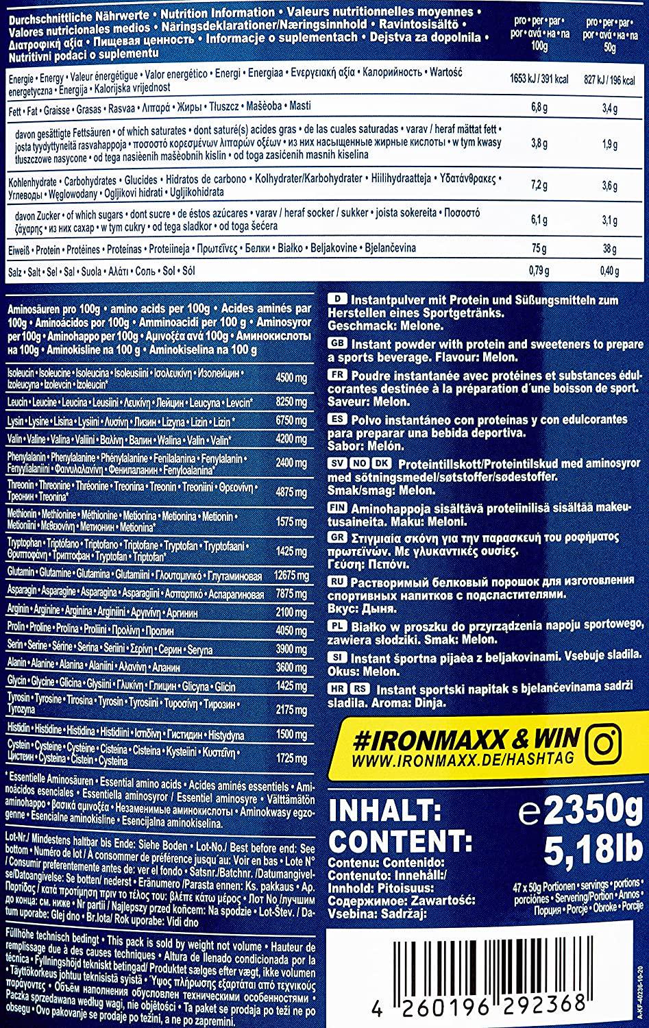 Ironmaxx 2350g 100 Percentage Whey Protein Melon Powder