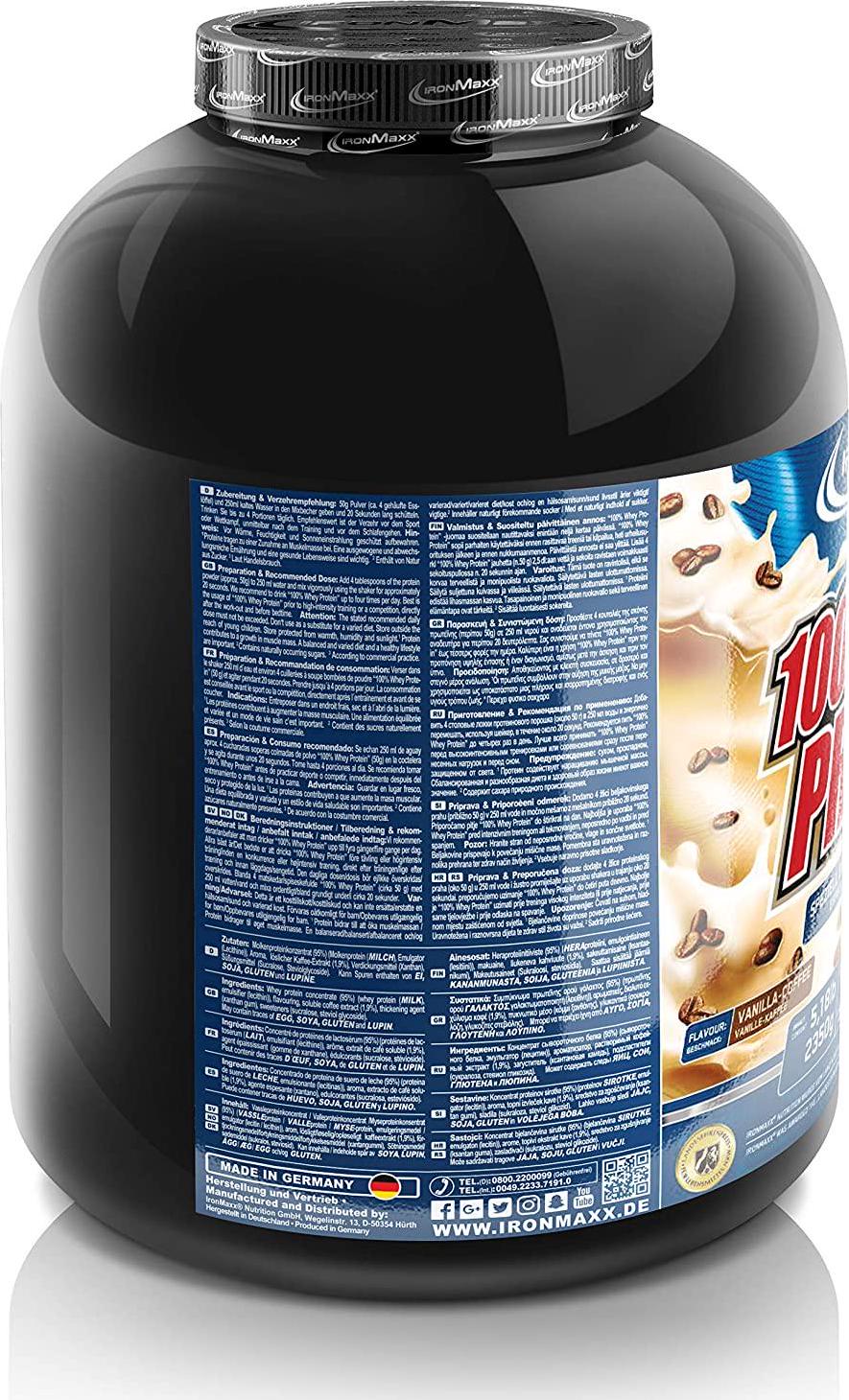 Ironmaxx 2350g 100 Percentage Whey Protein Vanilla Coffee Powder