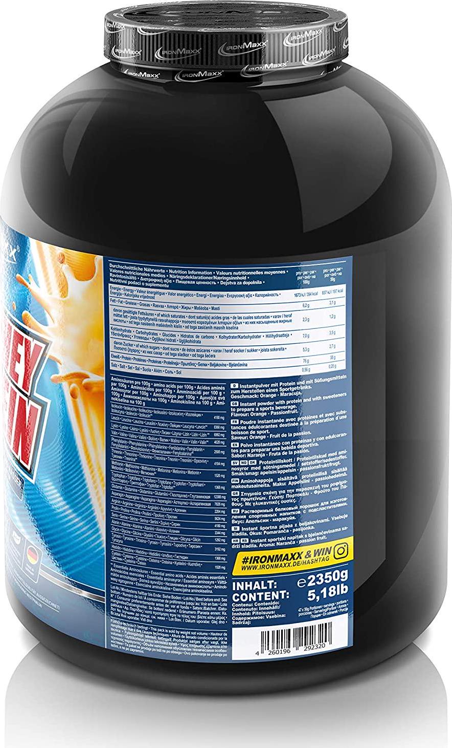 Ironmaxx 2350g 100 Percentage Whey Protein Orange Passion Fruit Powder