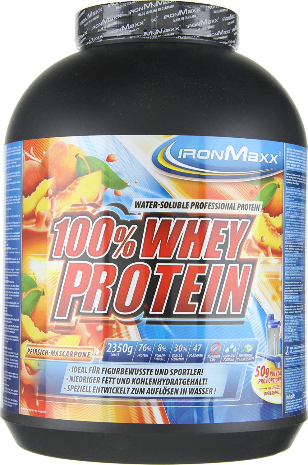 Ironmaxx 2350g 100 Percentage Whey Protein Peach Mascarpone Powder