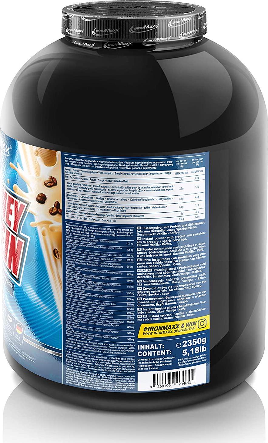 Ironmaxx 2350g 100 Percentage Whey Protein Vanilla Coffee Powder