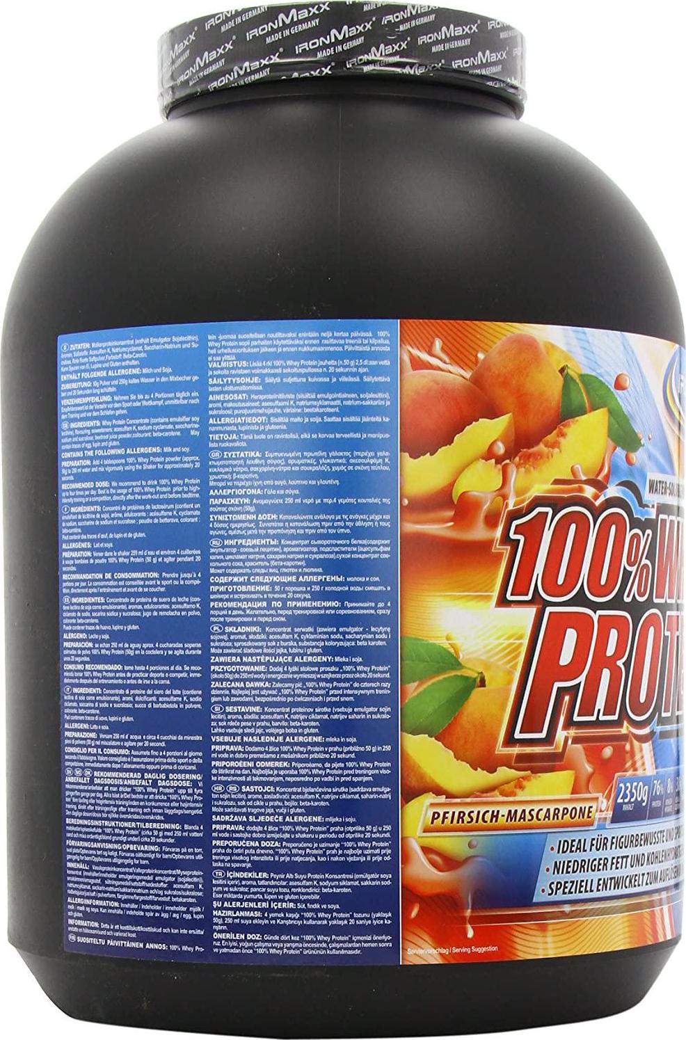 Ironmaxx 2350g 100 Percentage Whey Protein Peach Mascarpone Powder