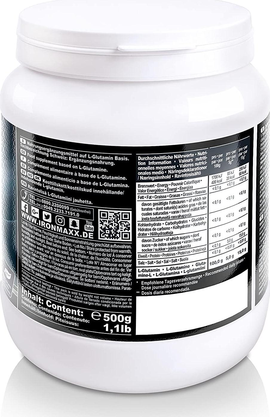 Ironmaxx 500g Glutamin Pro Powder