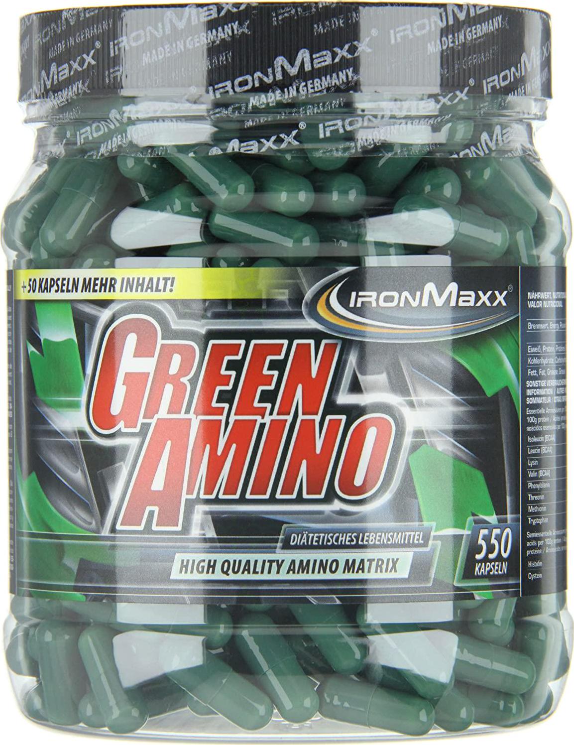Ironmaxx 620mg Green Amino Capsules - Pack fo 550 Capsules