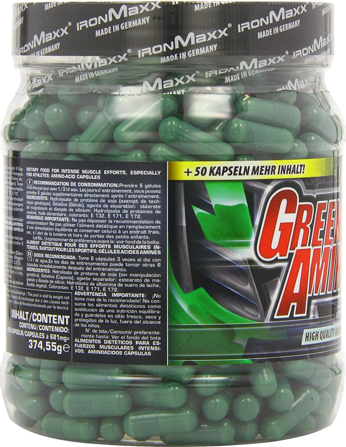 Ironmaxx 620mg Green Amino Capsules - Pack fo 550 Capsules