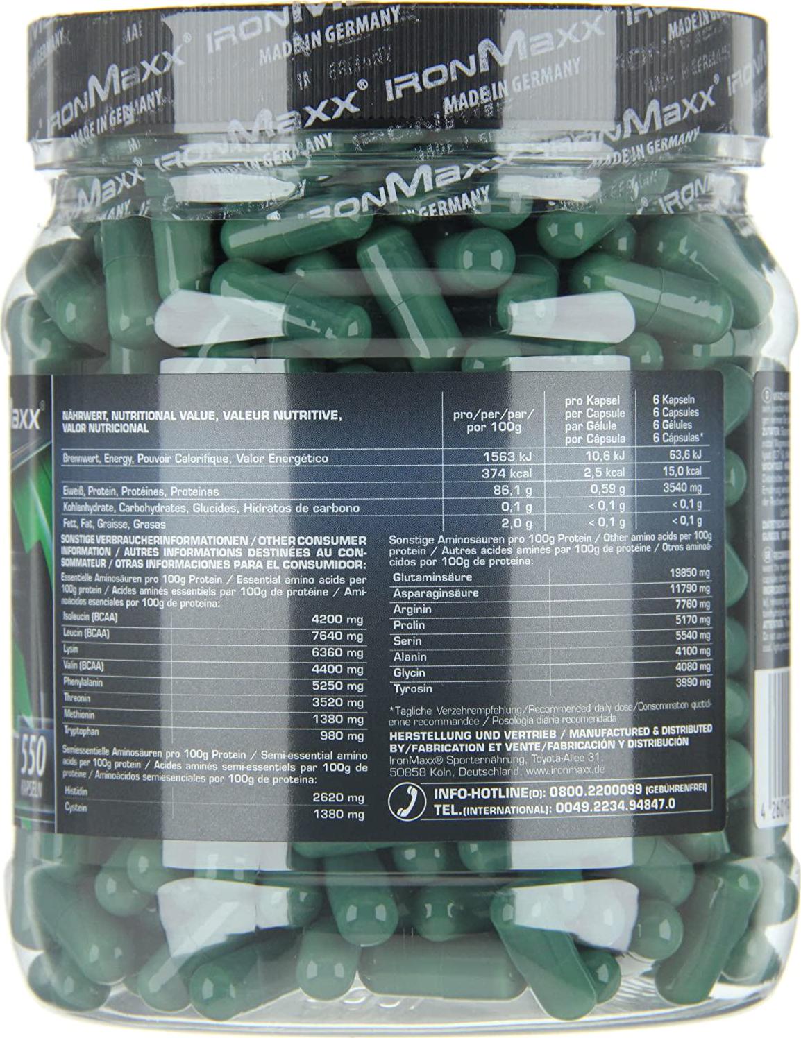 Ironmaxx 620mg Green Amino Capsules - Pack fo 550 Capsules