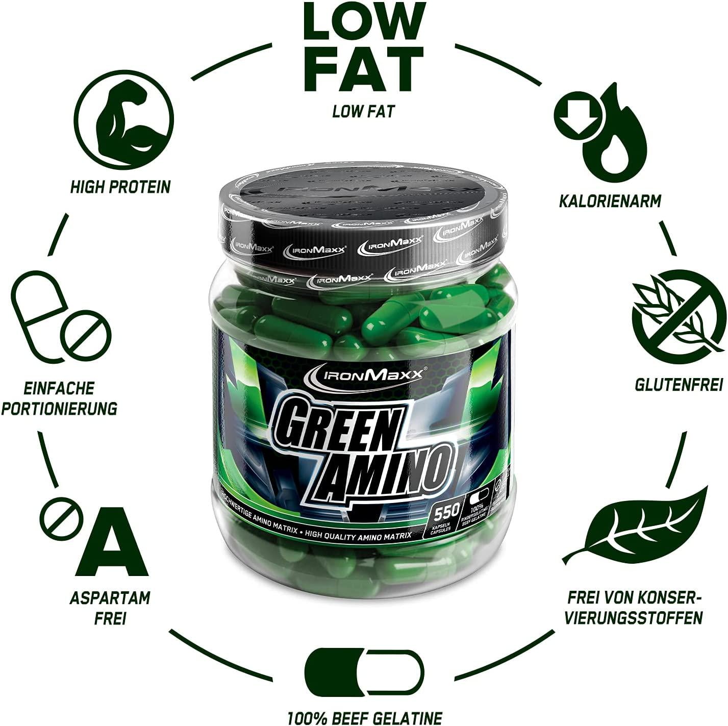 Ironmaxx 620mg Green Amino Capsules - Pack fo 550 Capsules