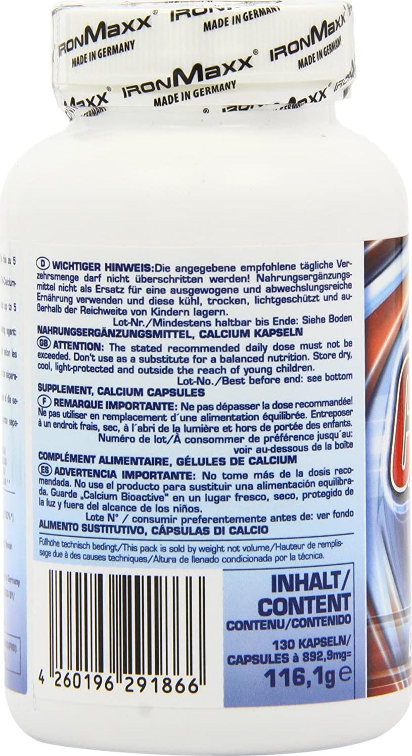 Ironmaxx 893mg Calcium Bioactive Capsules - Pack of 130 Capsules