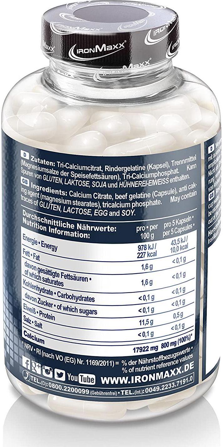Ironmaxx 893mg Calcium Bioactive Capsules - Pack of 130 Capsules