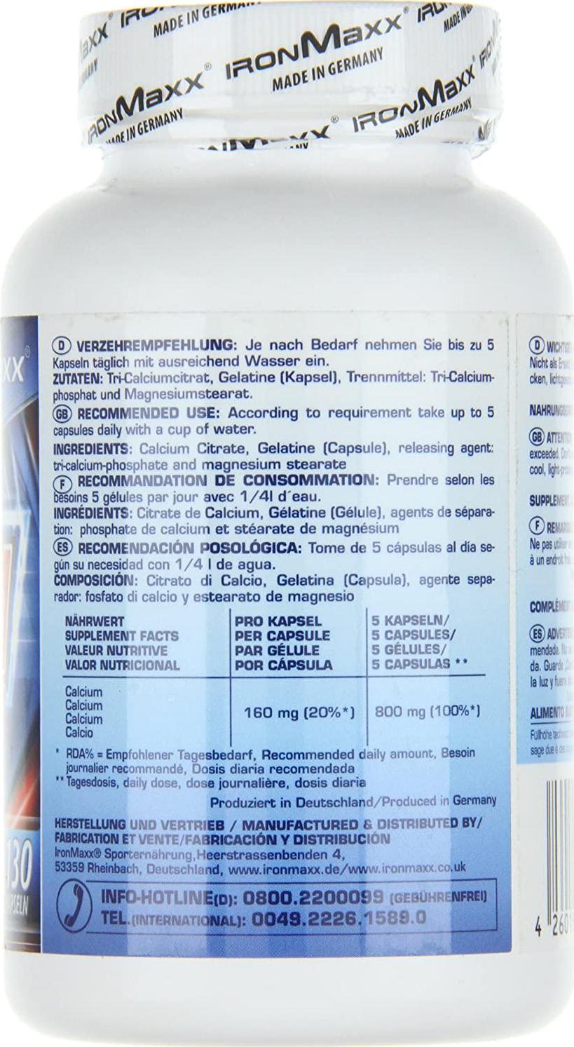 Ironmaxx 893mg Calcium Bioactive Capsules - Pack of 130 Capsules