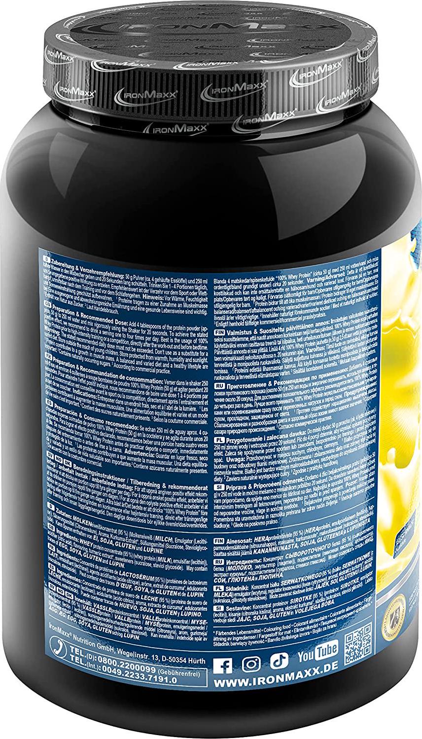 Ironmaxx 900g 100 Percentage Whey Protein Lemon Yoghurt Powder