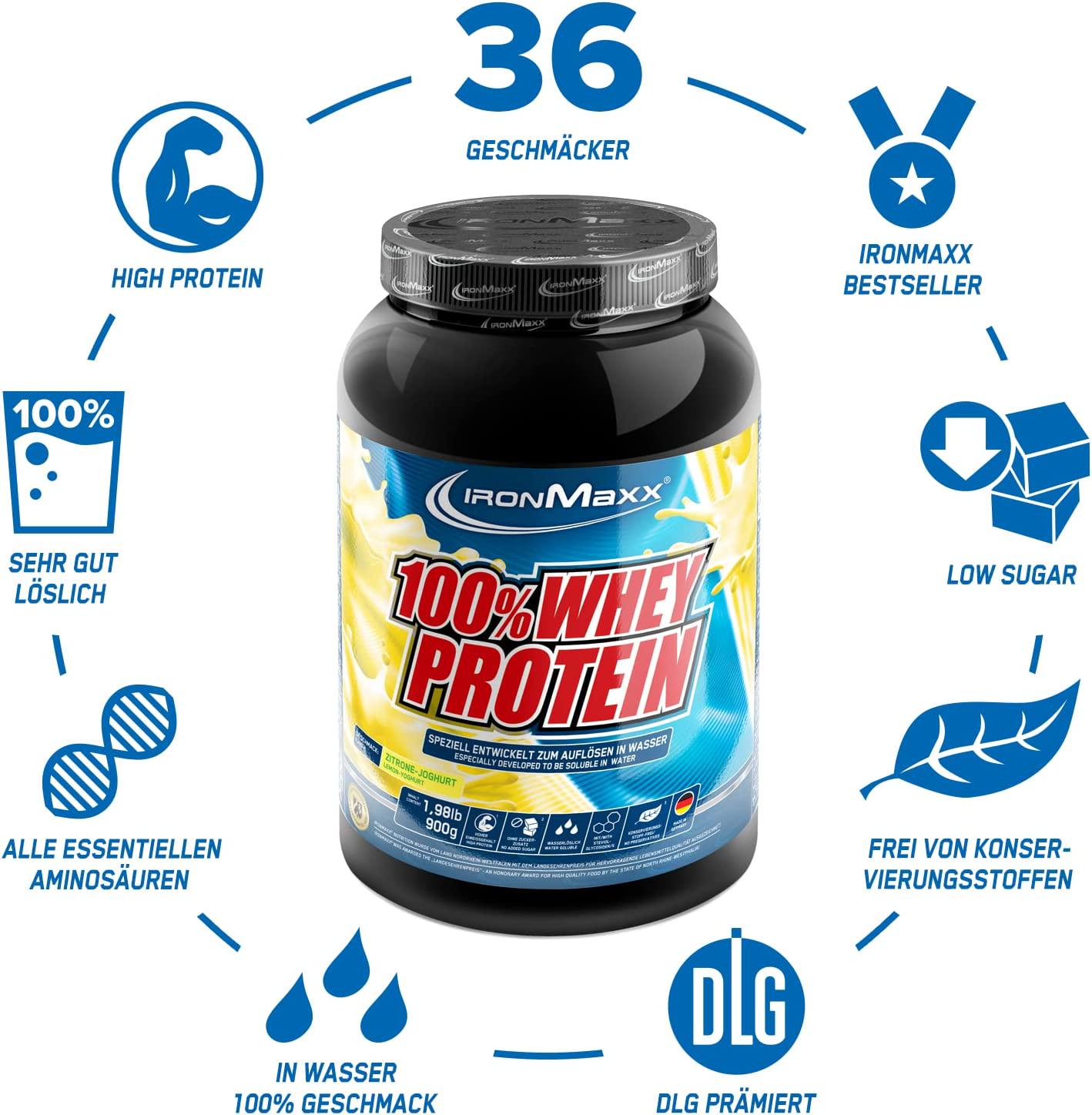 Ironmaxx 900g 100 Percentage Whey Protein Lemon Yoghurt Powder