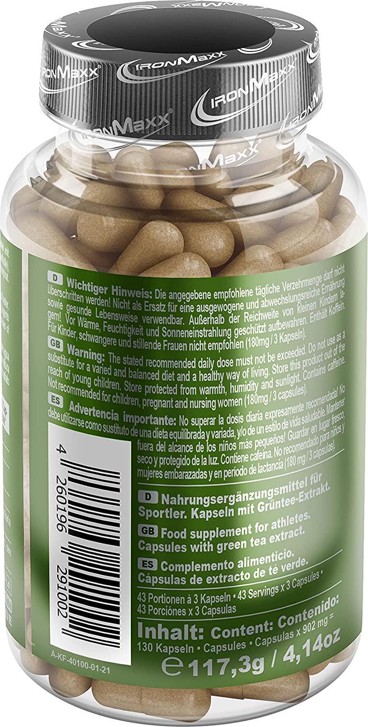 Ironmaxx 910mg Green Tea Extract Capsules - Pack of 130 Capsules