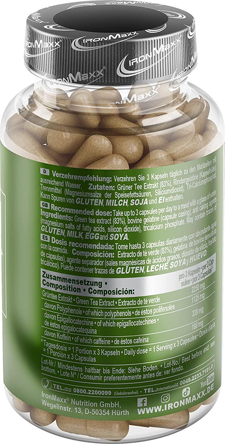 Ironmaxx 910mg Green Tea Extract Capsules - Pack of 130 Capsules