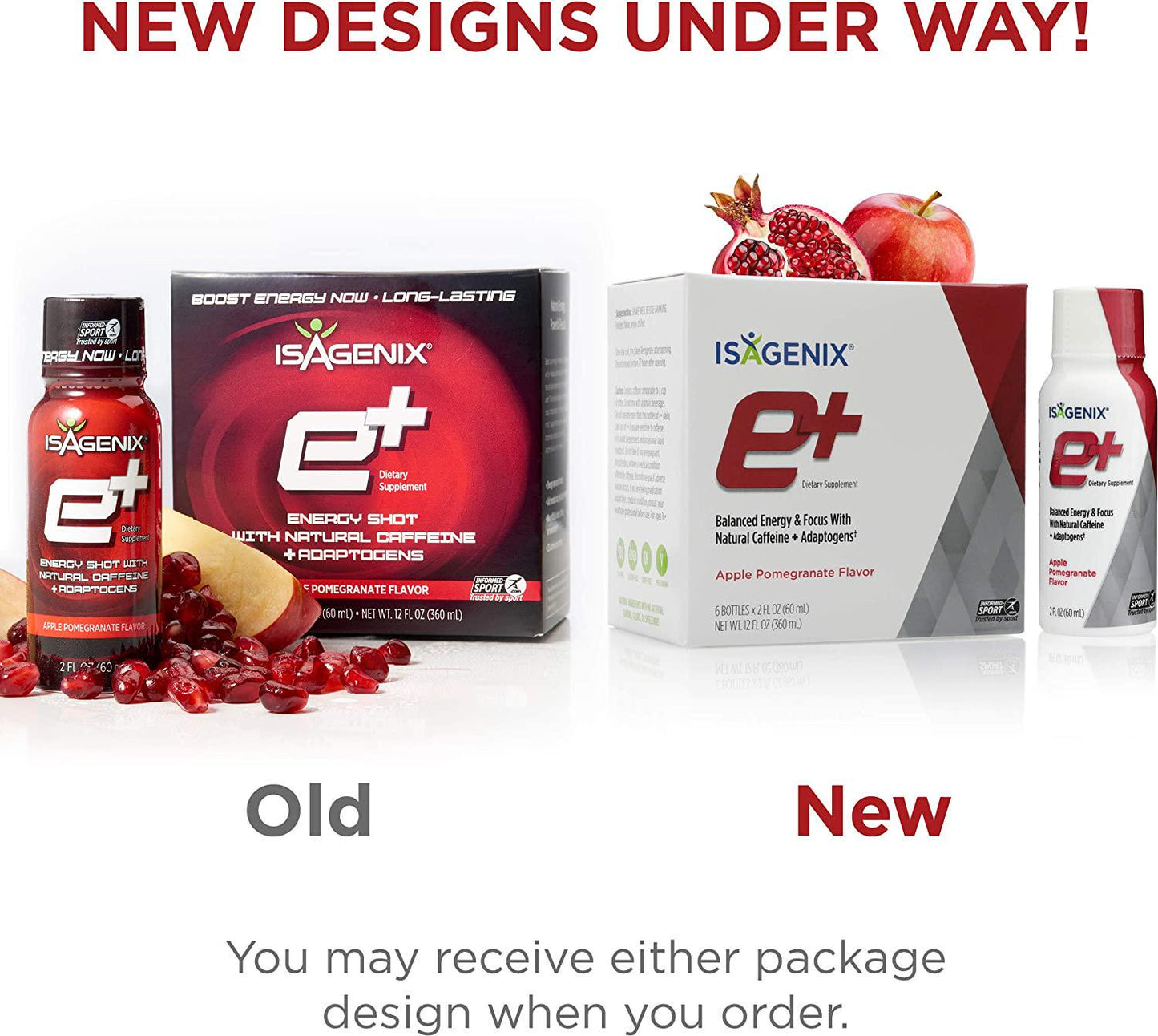 Isagenix e+ - Liquid Energy Shot Supplement with Hawthorn Berry, Green Tea, Licorice Root and More for Long-Lasting Energy - 2-Ounce Bottles (6 Pack) (Apple Pomegranate Flavor)