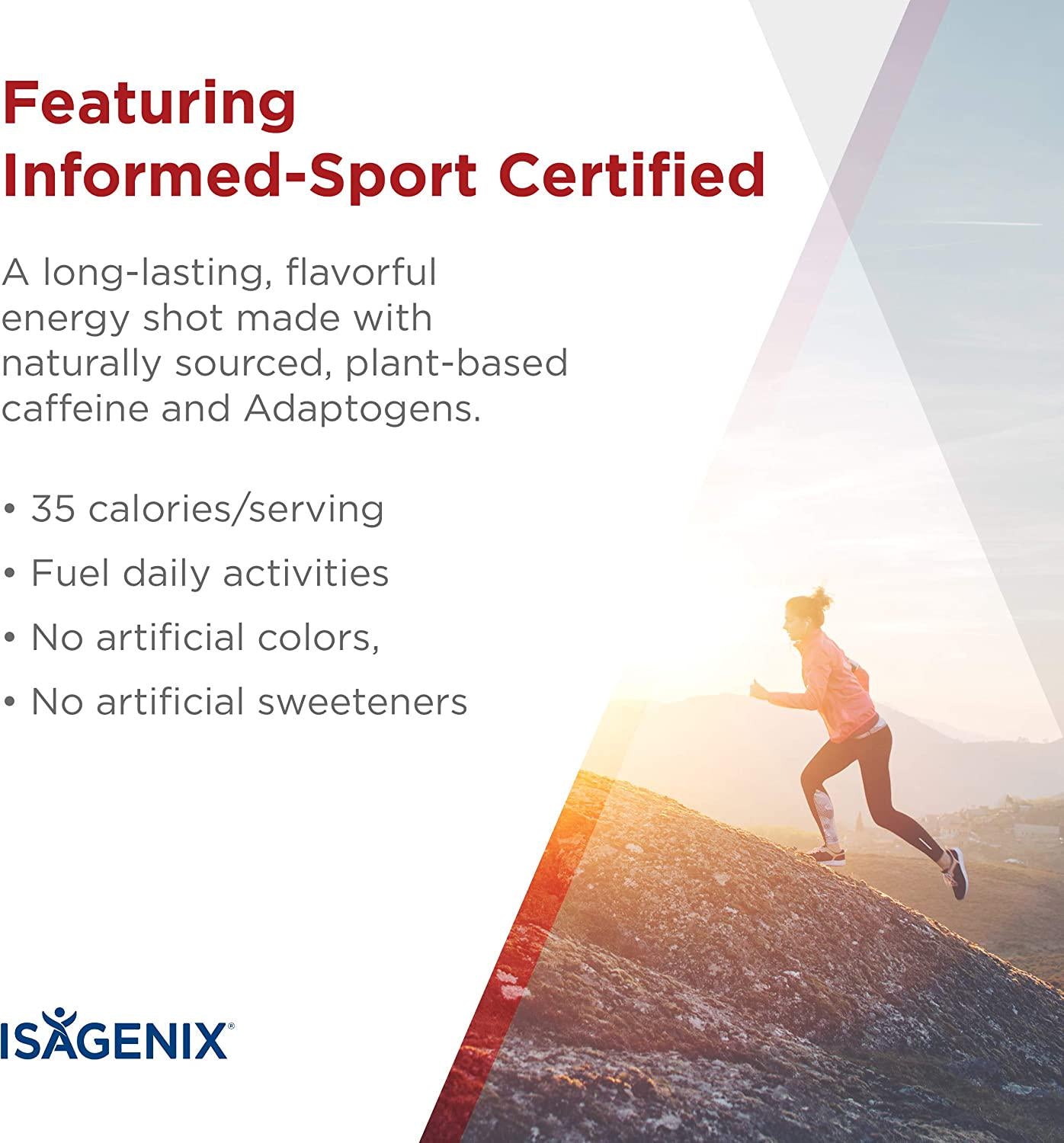 Isagenix e+ - Liquid Energy Shot Supplement with Hawthorn Berry, Green Tea, Licorice Root and More for Long-Lasting Energy - 2-Ounce Bottles (6 Pack) (Apple Pomegranate Flavor)